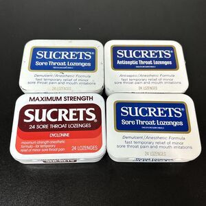 Vintage Sucrets Throat Lozenges - Lot of 4 Tins (empty) USA Movie Prop